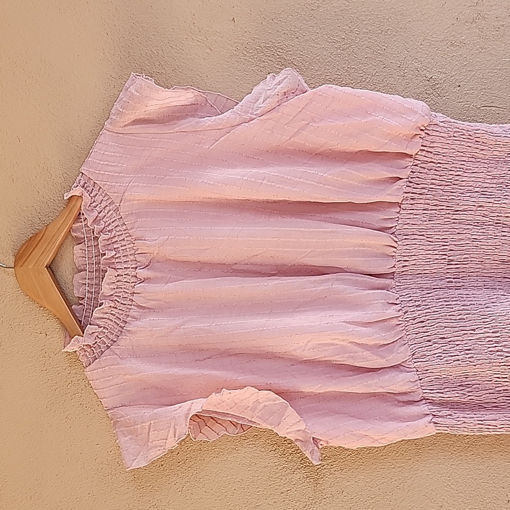 CUPSHE Delaney Smocked Ruffled Mini Dress XL Pink Cottagecore Coquette Tiered - Picture 4 of 14